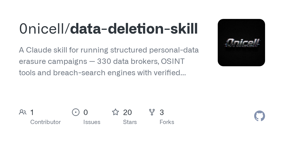 Data Deletion Skill — Data skill for Claude Code