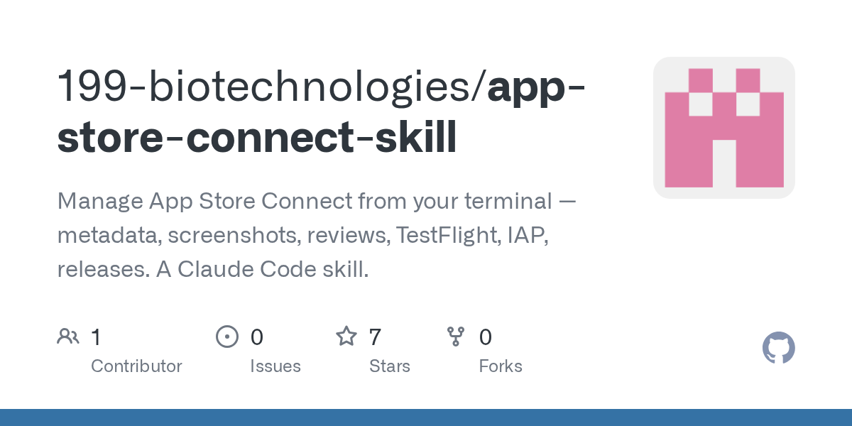 App Store Connect Skill — Development skill for Claude Code