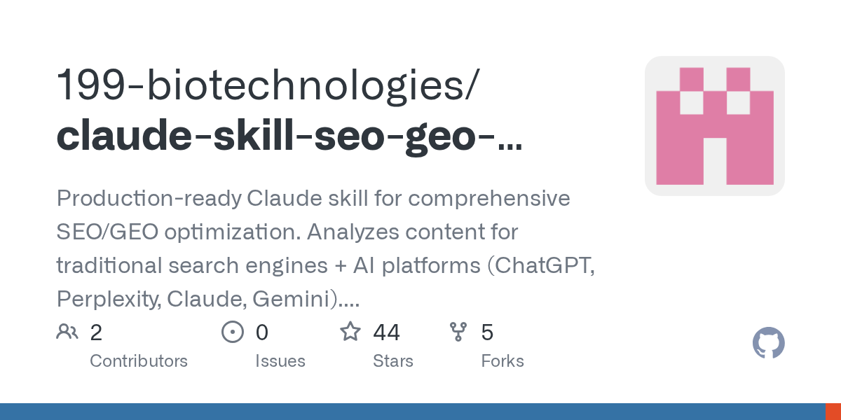 Claude Skill SEO Geo Optimizer — AI skill for Claude Code