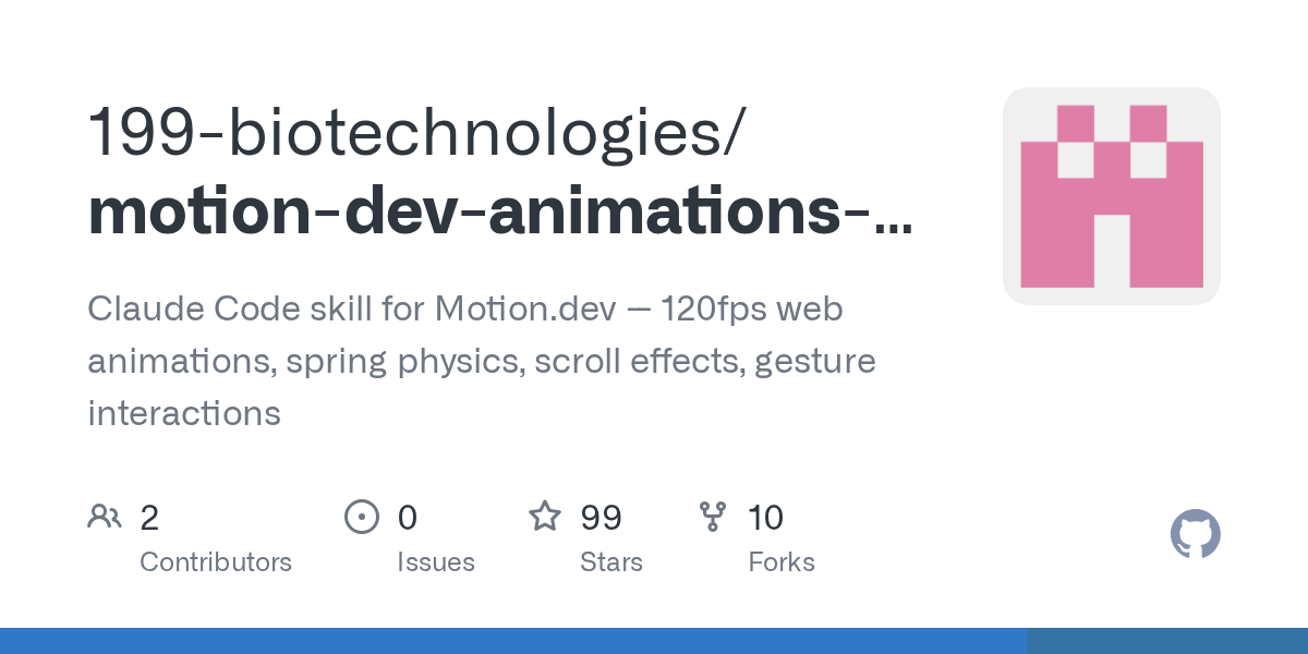 Motion Dev Animations Skill — Development skill for Claude Code