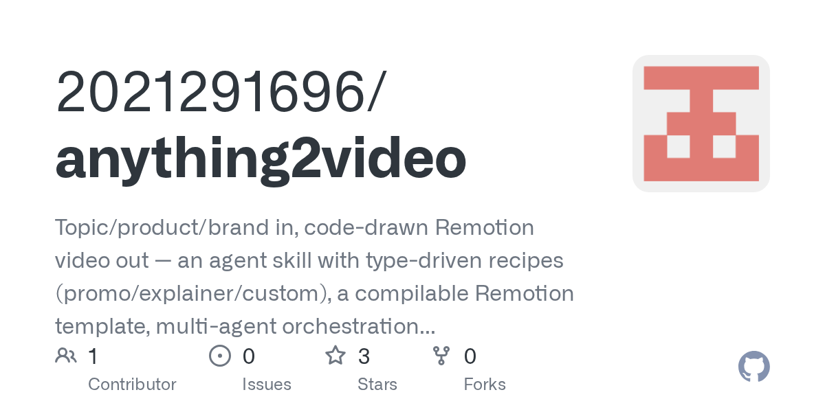 Anything2video — Development skill for Claude Code