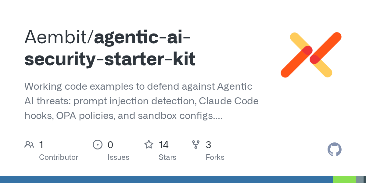 Agentic AI Security Starter Kit — Security skill for Claude Code