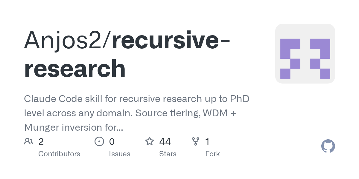 Recursive Research — Development skill for Claude Code