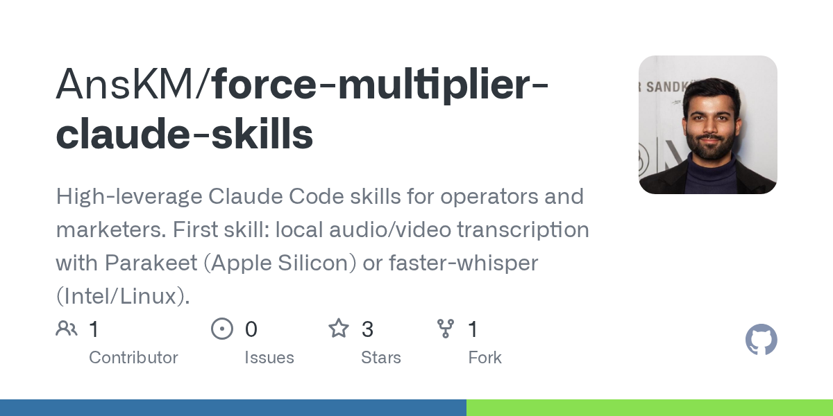 Force Multiplier Claude Skills — Development skill for Claude Code