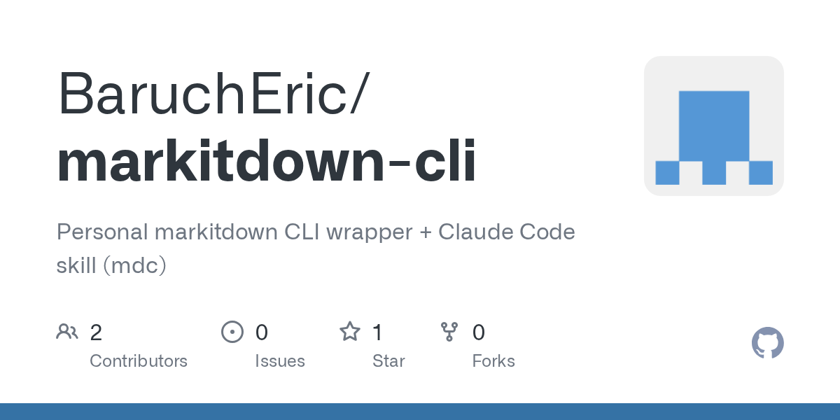 Markitdown CLI — Development skill for Claude Code