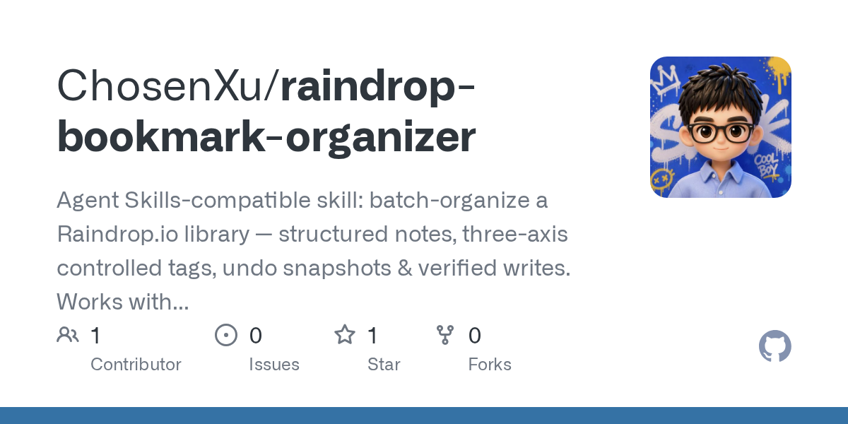 Raindrop Bookmark Organizer — Git skill for Claude Code