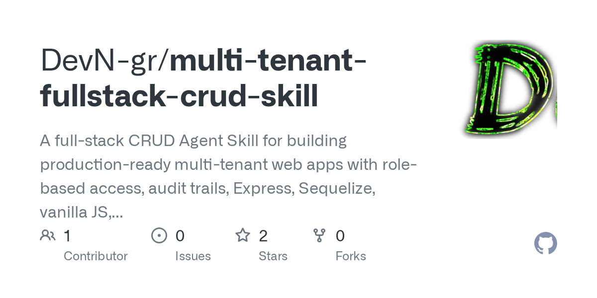 Multi Tenant Fullstack Crud Skill — Security skill for Claude Code