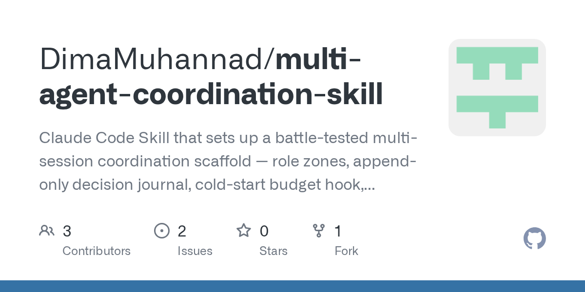 Multi Agent Coordination Skill — Git skill for Claude Code