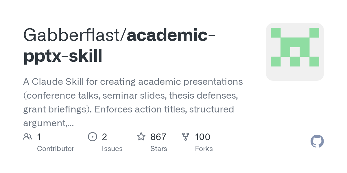 Academic Pptx Skill — Development skill for Claude Code