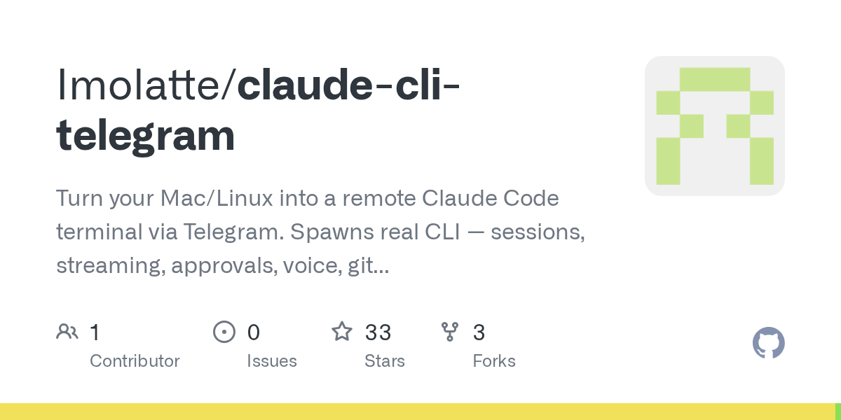Claude CLI Telegram — Git skill for Claude Code