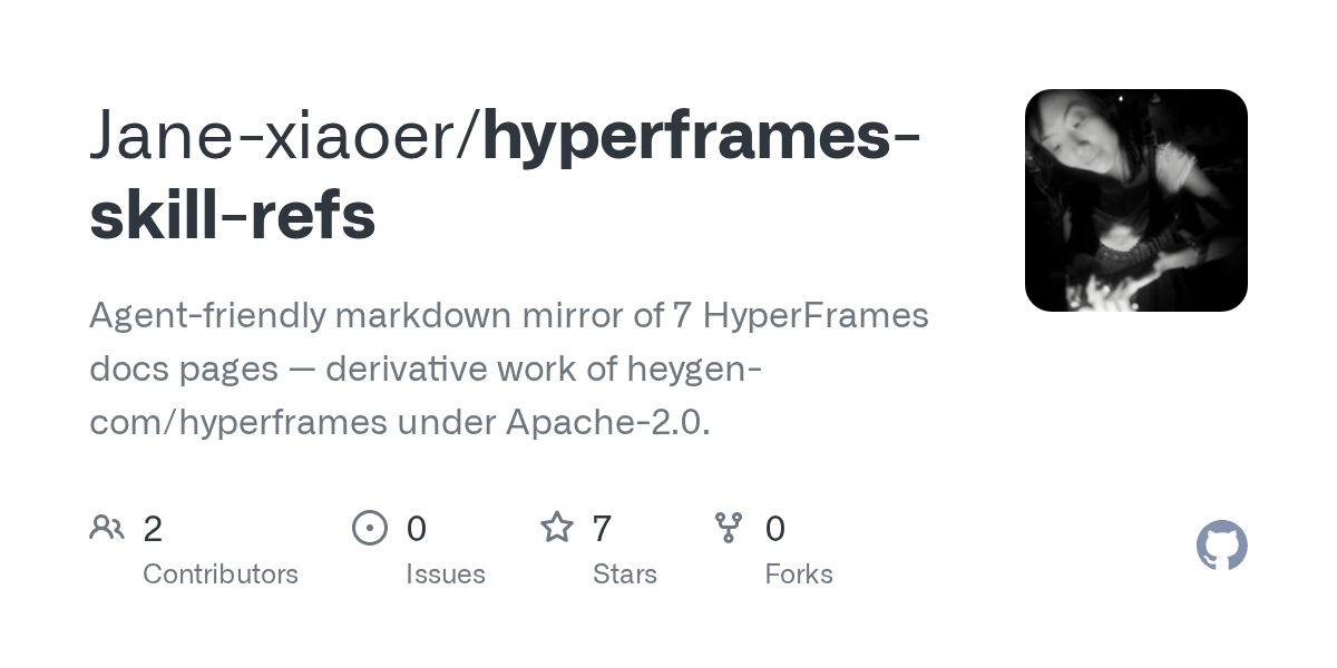 Hyperframes Skill Refs — Documentation skill for Claude Code