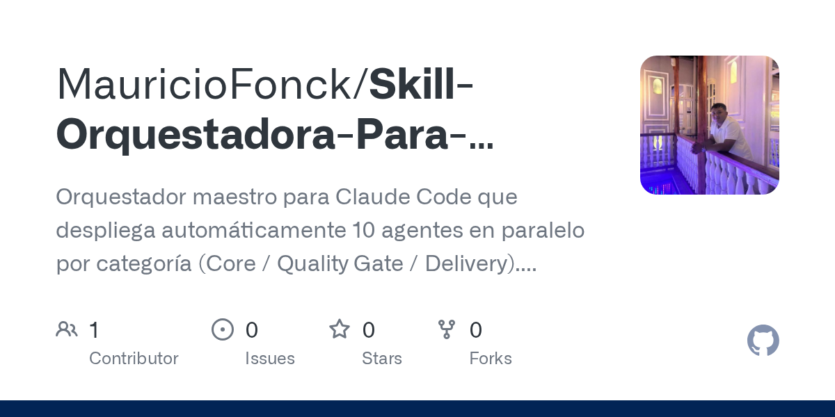 Skill Orquestadora Para Claude Code — DevOps skill for Claude Code