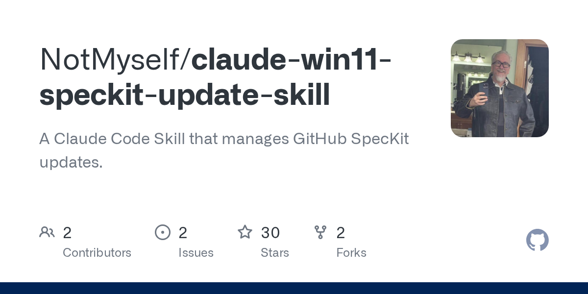 Claude Win11 Speckit Update Skill — Development skill for Claude Code