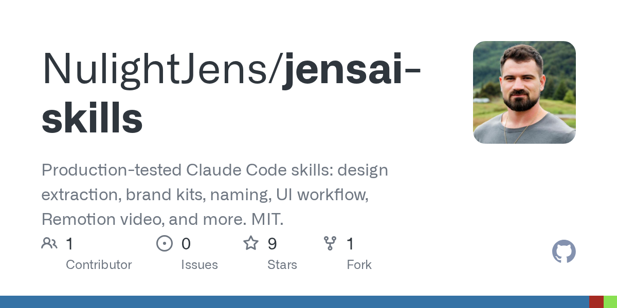 Jensai Skills — Design skill for Claude Code