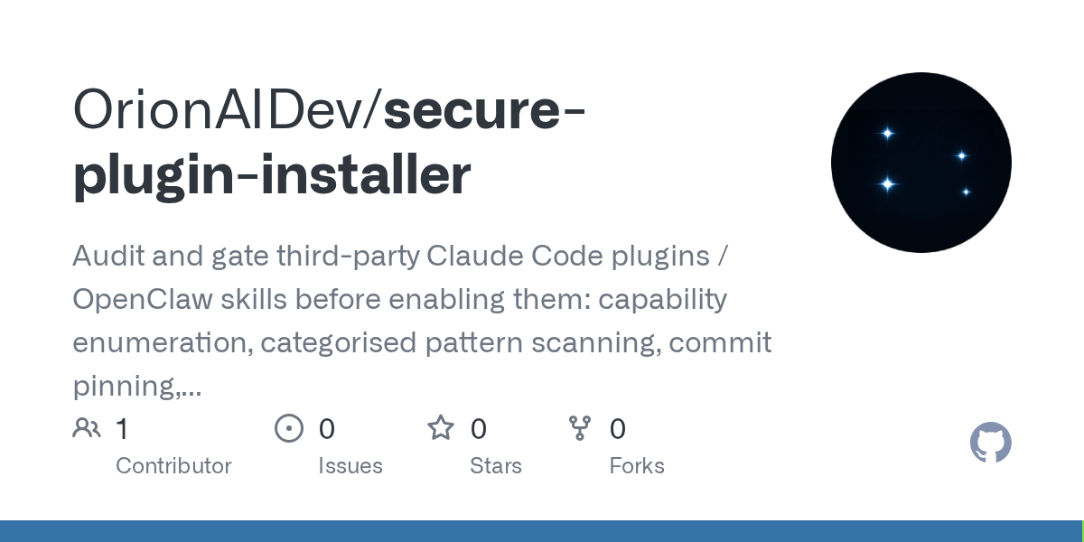 Secure Plugin Installer — Security skill for Claude Code
