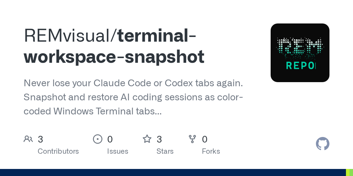 Terminal Workspace Snapshot — AI skill for Claude Code