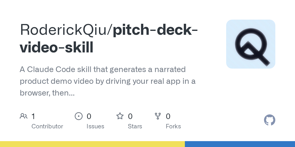 Pitch Deck Video Skill — Design skill for Claude Code