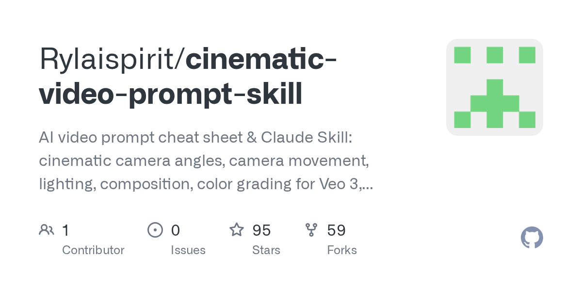 Cinematic Video Prompt Skill — AI skill for Claude Code