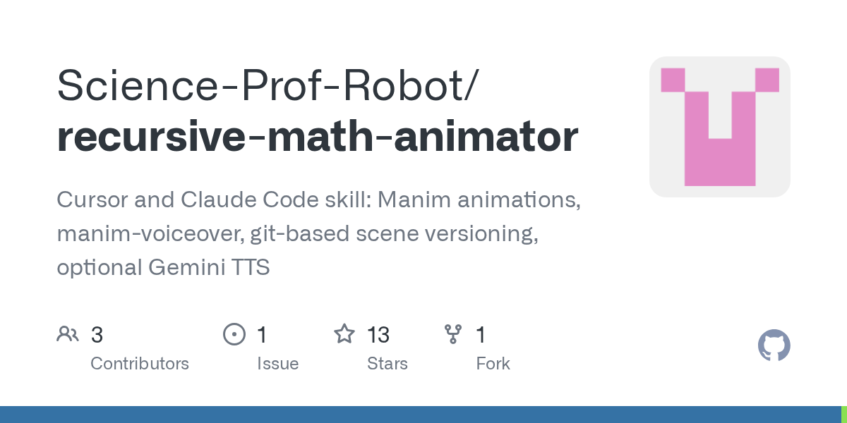 Recursive Math Animator — Git skill for Claude Code