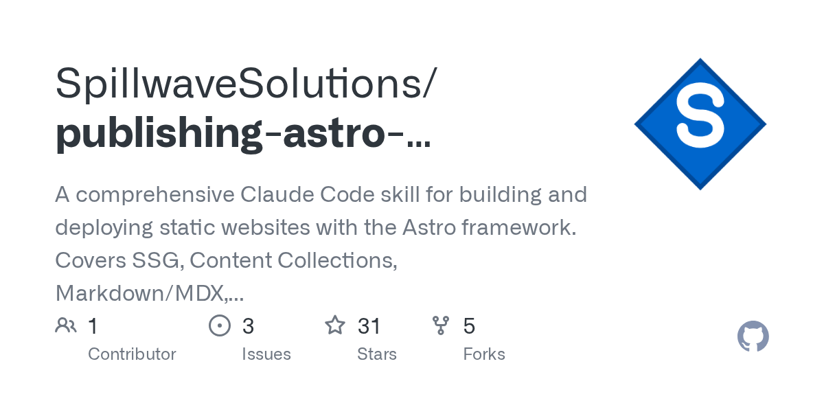 Publishing Astro Websites Agentic Skill — Documentation skill for Claude Code