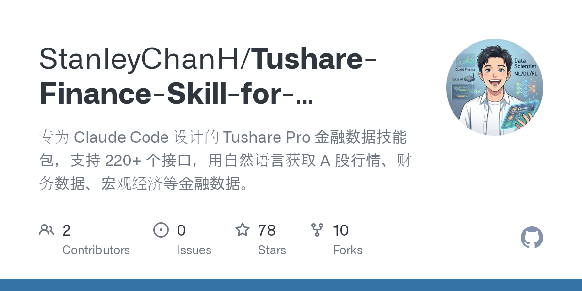Tushare Finance — Data skill for Claude Code