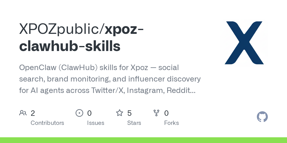 Xpoz Clawhub Skills — AI skill for Claude Code