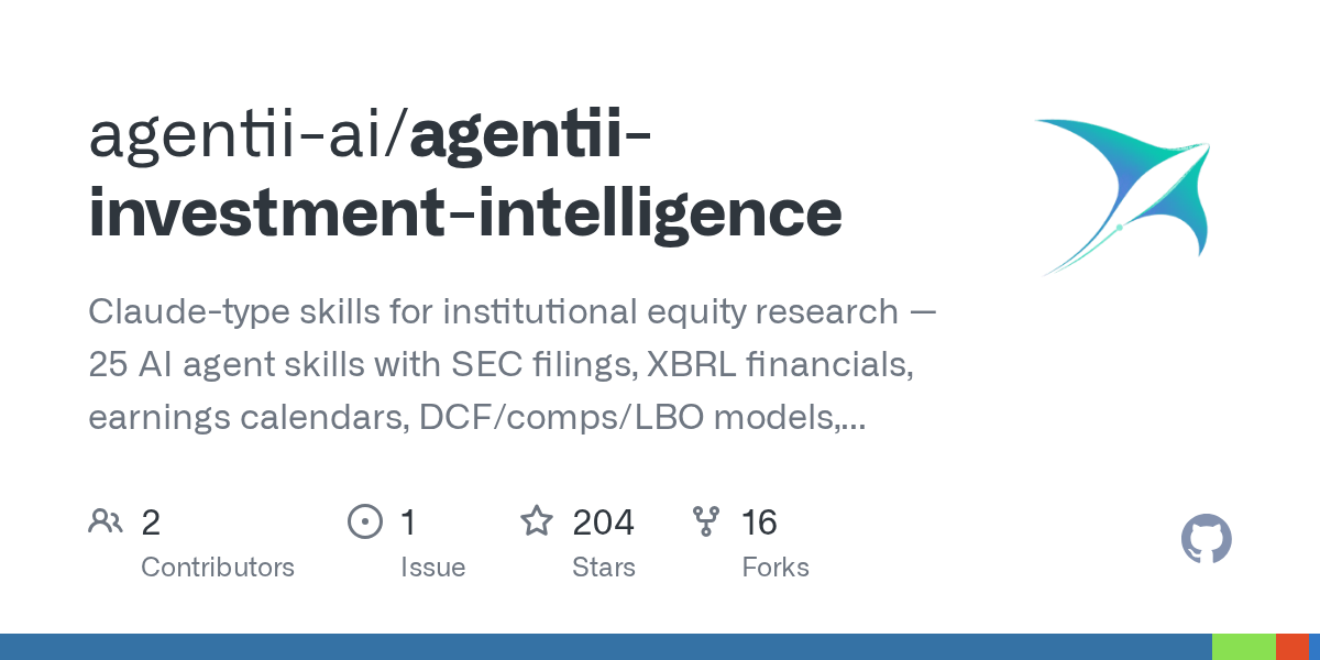 Agentii Investment Intelligence — AI skill for Claude Code