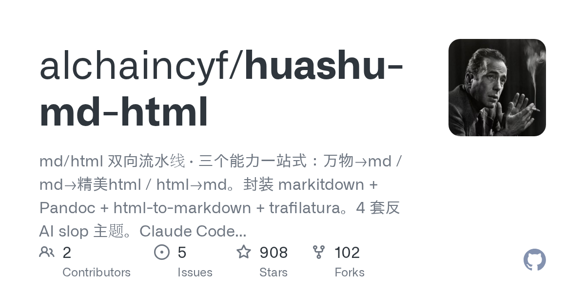 Huashu Md HTML — AI skill for Claude Code