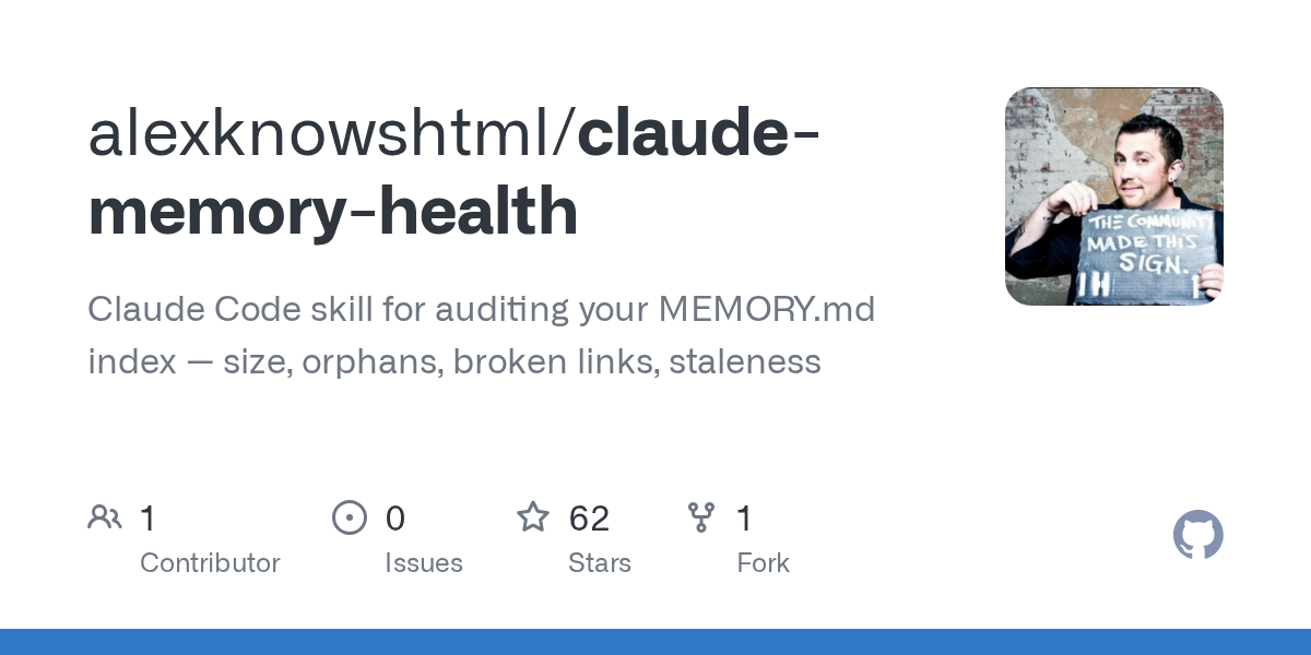 Claude Memory Health — Development skill for Claude Code