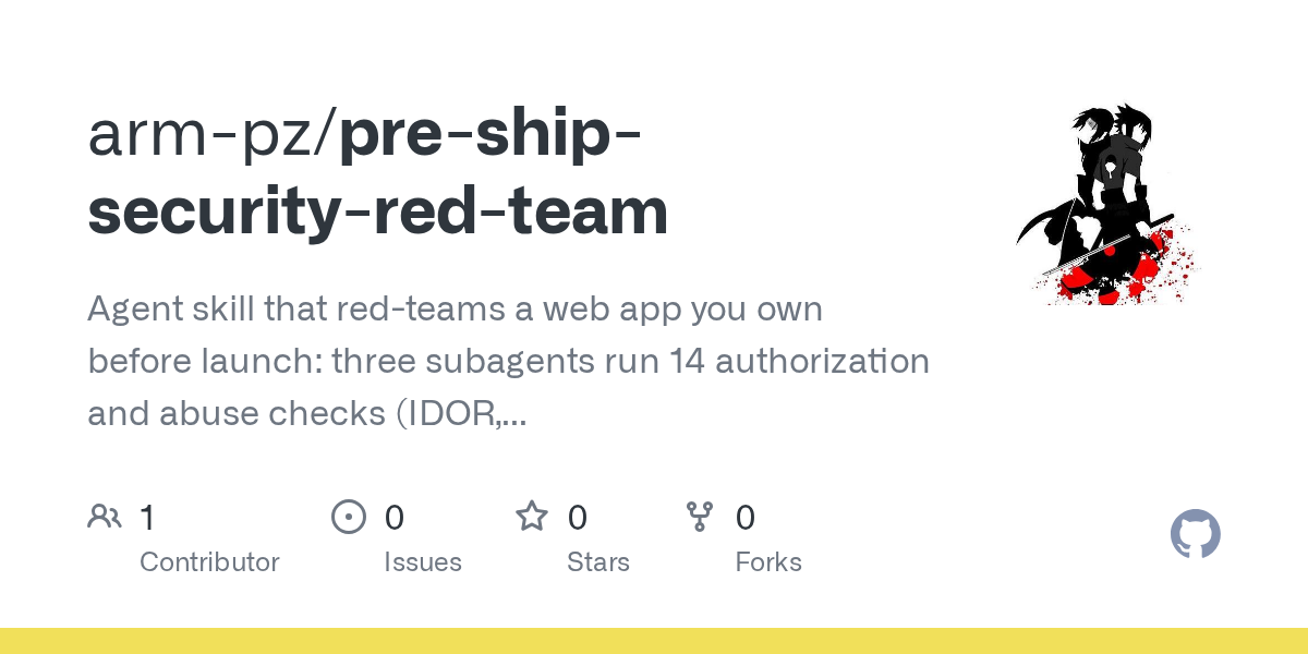 Pre Ship Security Red Team — Security skill for Claude Code