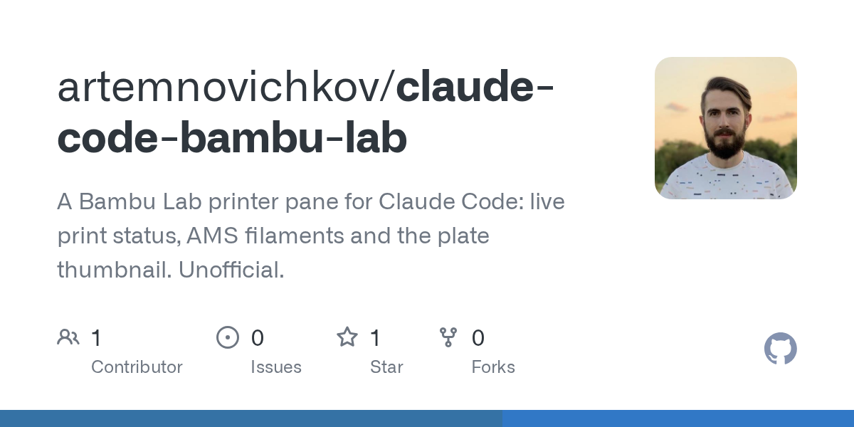 Claude Code Bambu Lab — Development skill for Claude Code