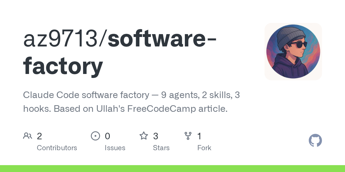 Software Factory — Development skill for Claude Code