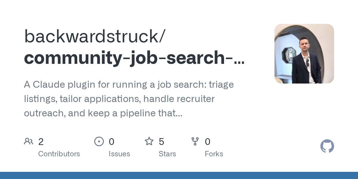 Community Job Search Plugin — Data skill for Claude Code