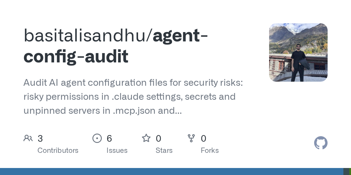 Agent Config Audit — Security skill for Claude Code