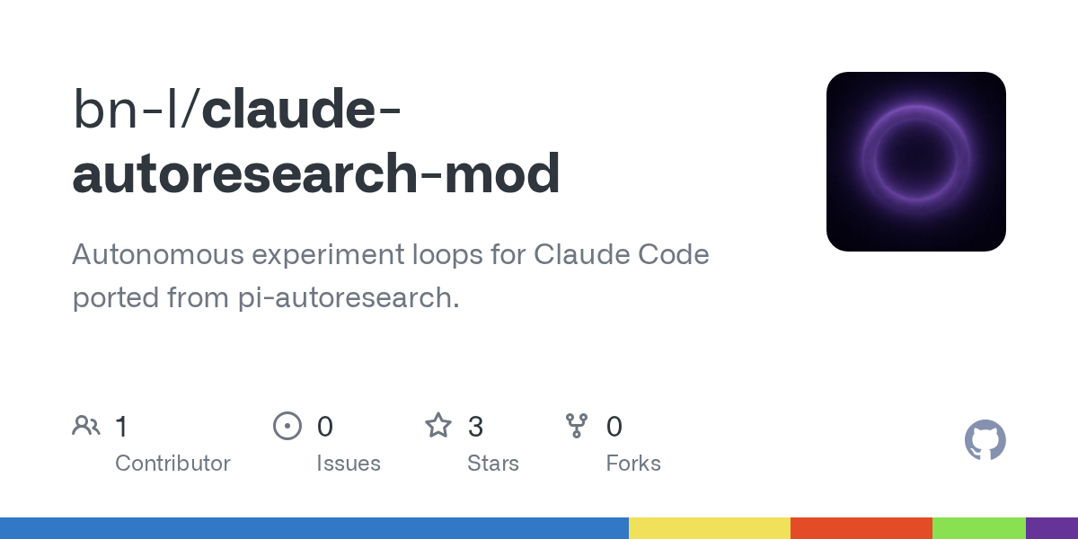 Claude Autoresearch Mod — Development skill for Claude Code