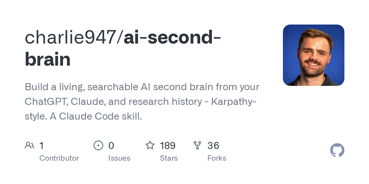 AI Second Brain — AI skill for Claude Code