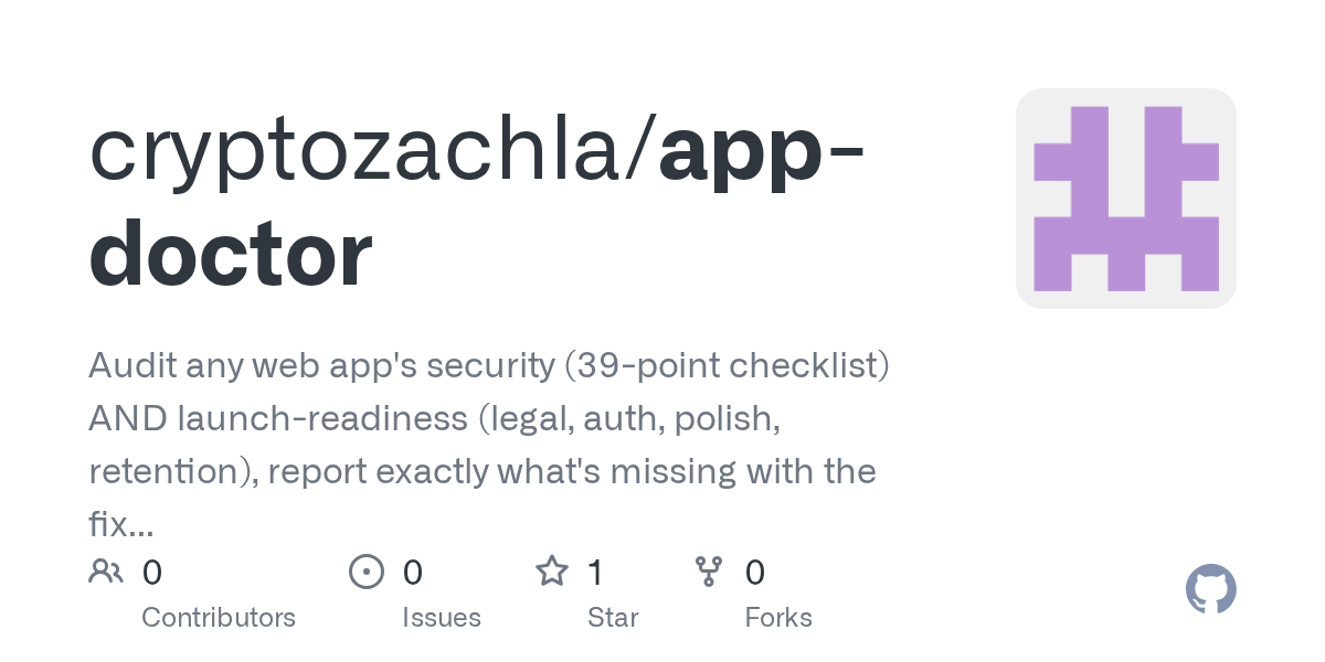 App Doctor — Security skill for Claude Code