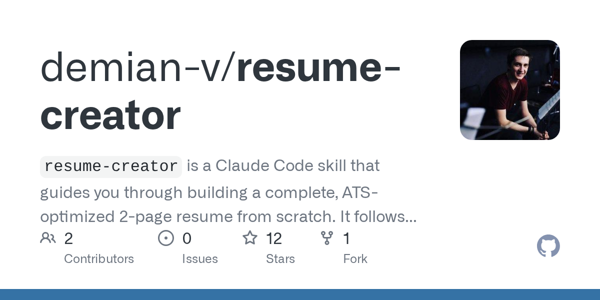 Resume Creator — Development skill for Claude Code