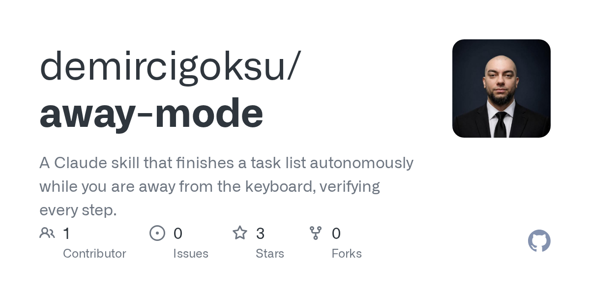 Away Mode — Productivity skill for Claude Code