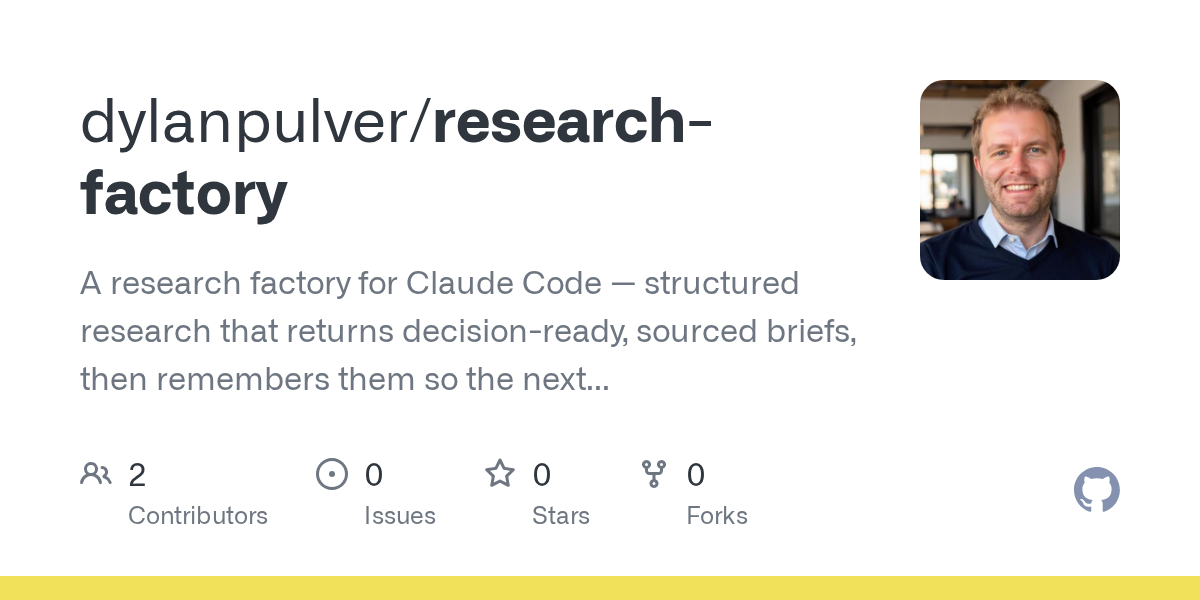 Research Factory — Development skill for Claude Code