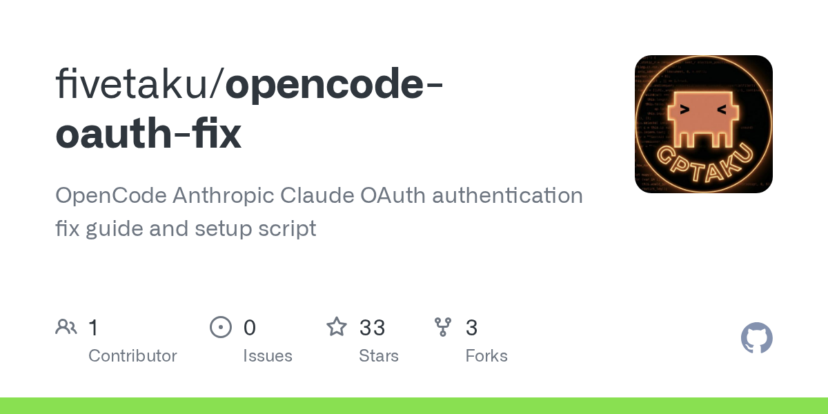 Opencode OAuth Fix — Development skill for Claude Code