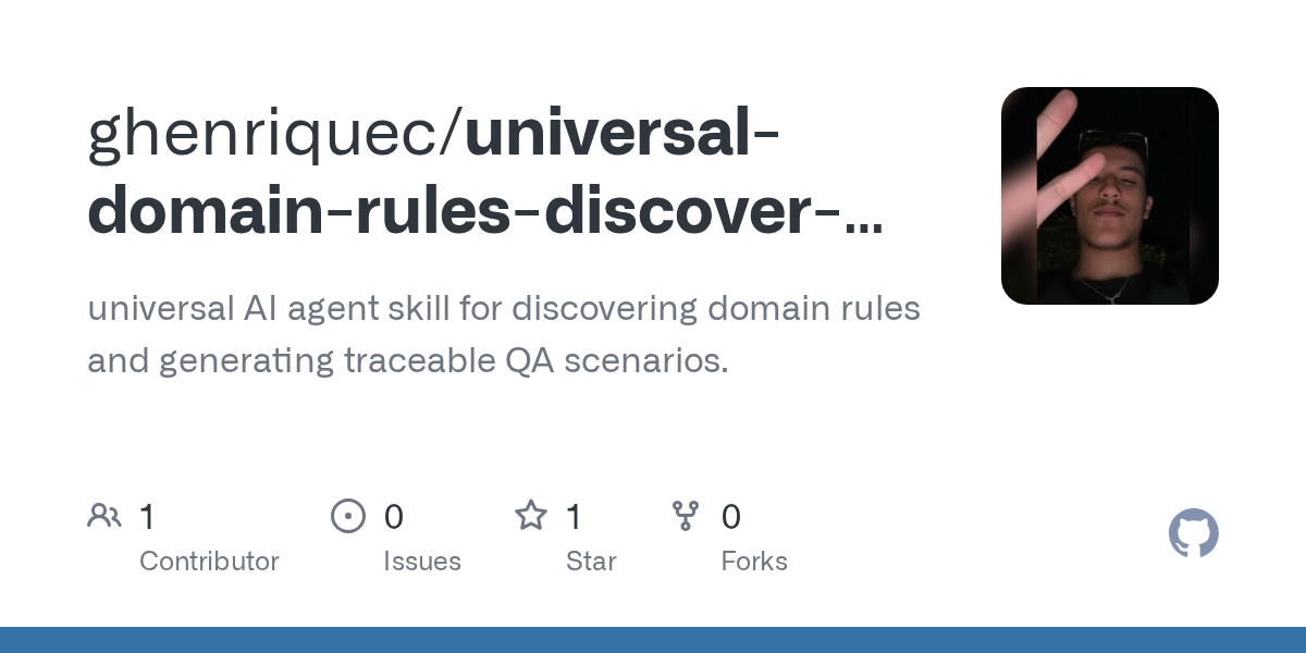 Universal Domain Rules Discover Skill — Testing skill for Claude Code
