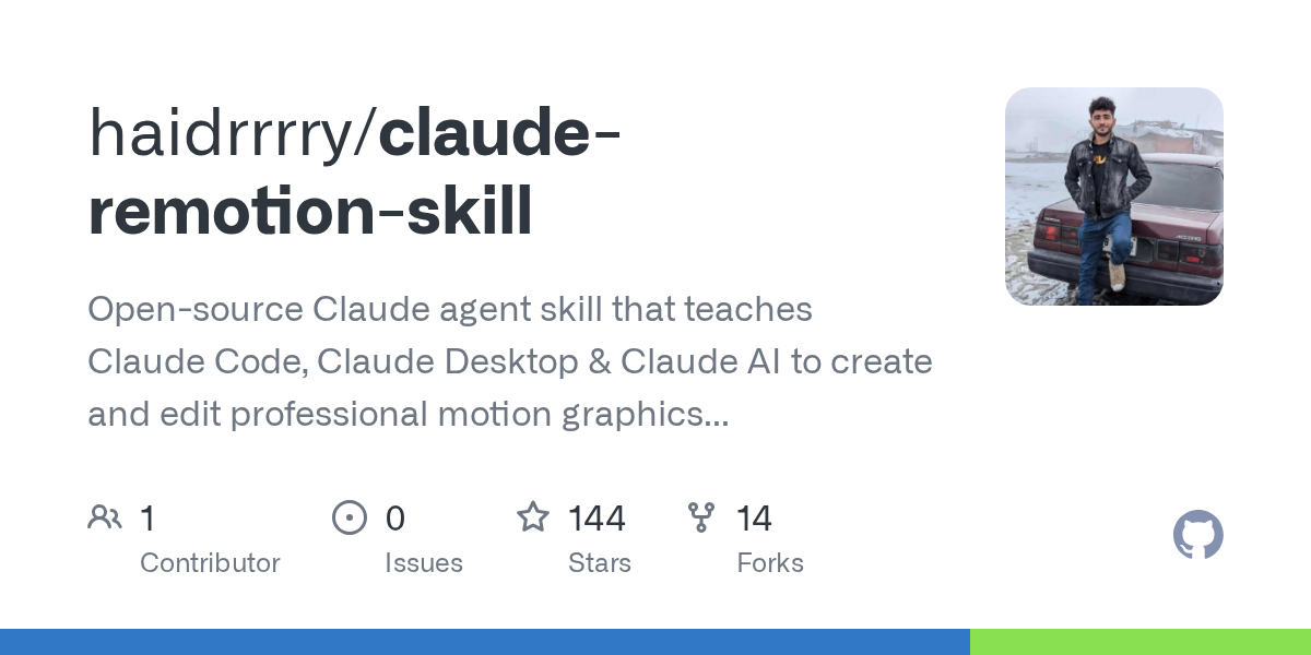 Claude Remotion Skill — AI skill for Claude Code