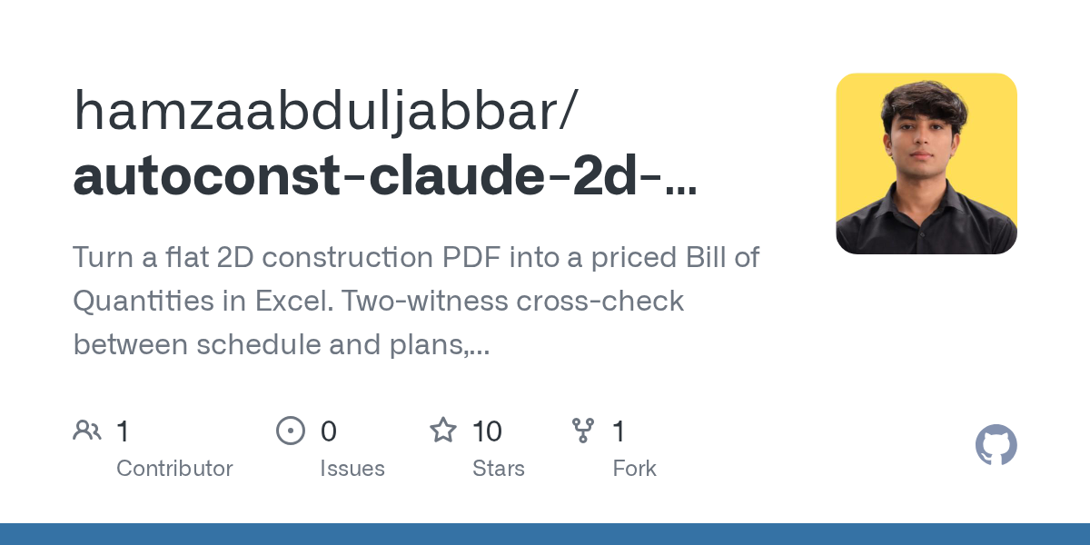 Autoconst Claude 2D PDF To Priced Boq — Productivity skill for Claude Code