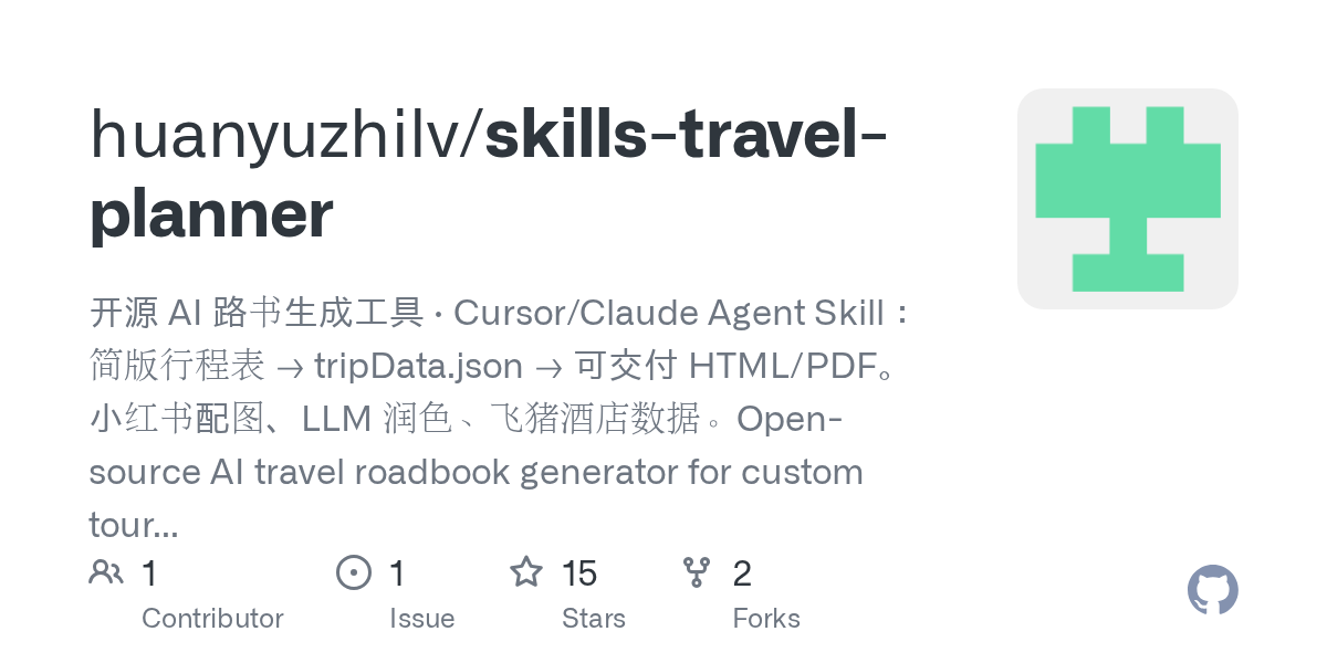 Skills Travel Planner — AI skill for Claude Code