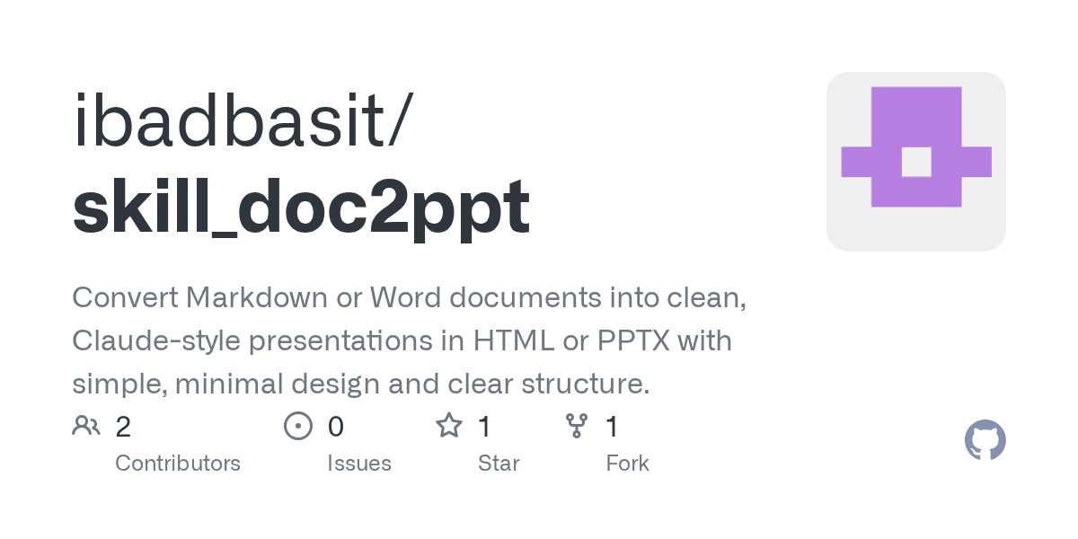 Skill Doc2ppt — Design skill for Claude Code