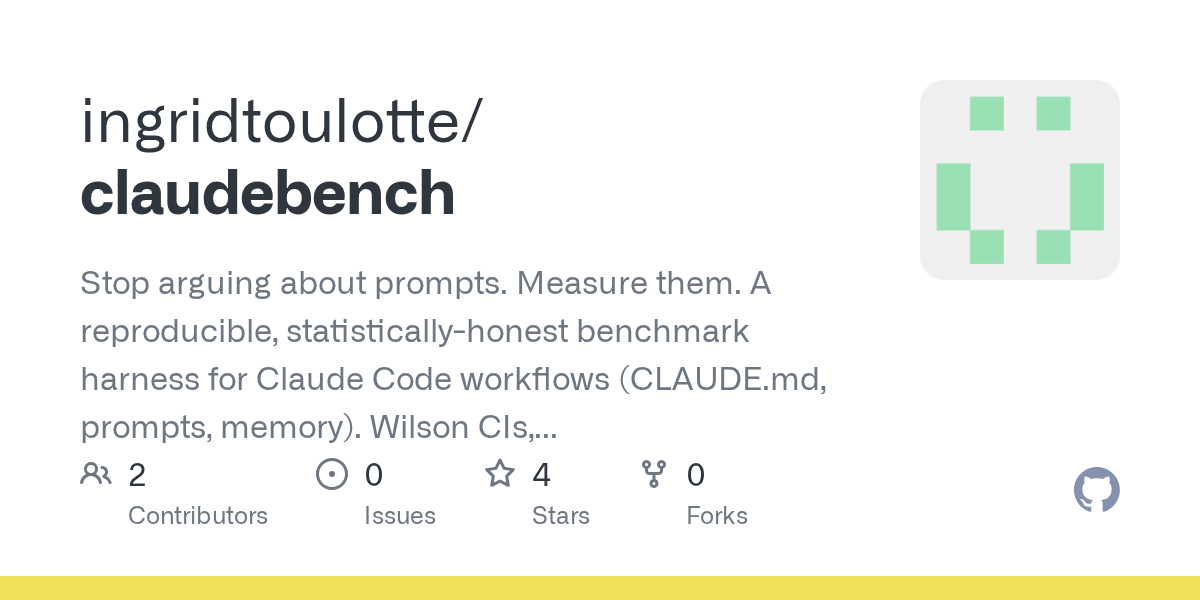 Claudebench — Testing skill for Claude Code