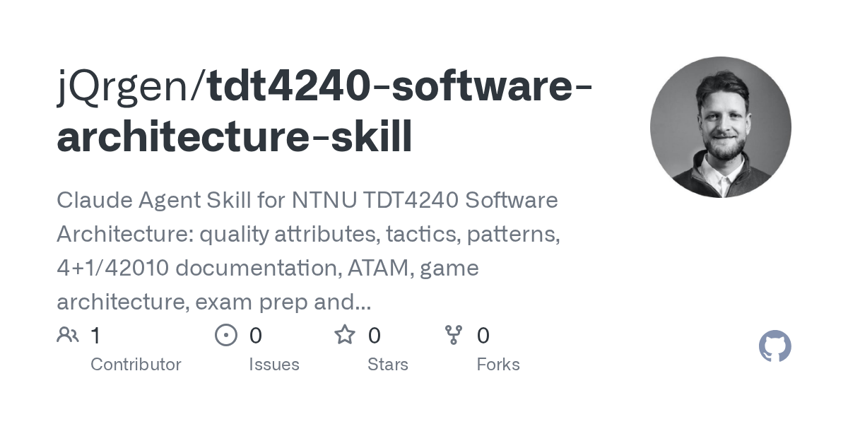 Tdt4240 Software Architecture Skill — Documentation skill for Claude Code