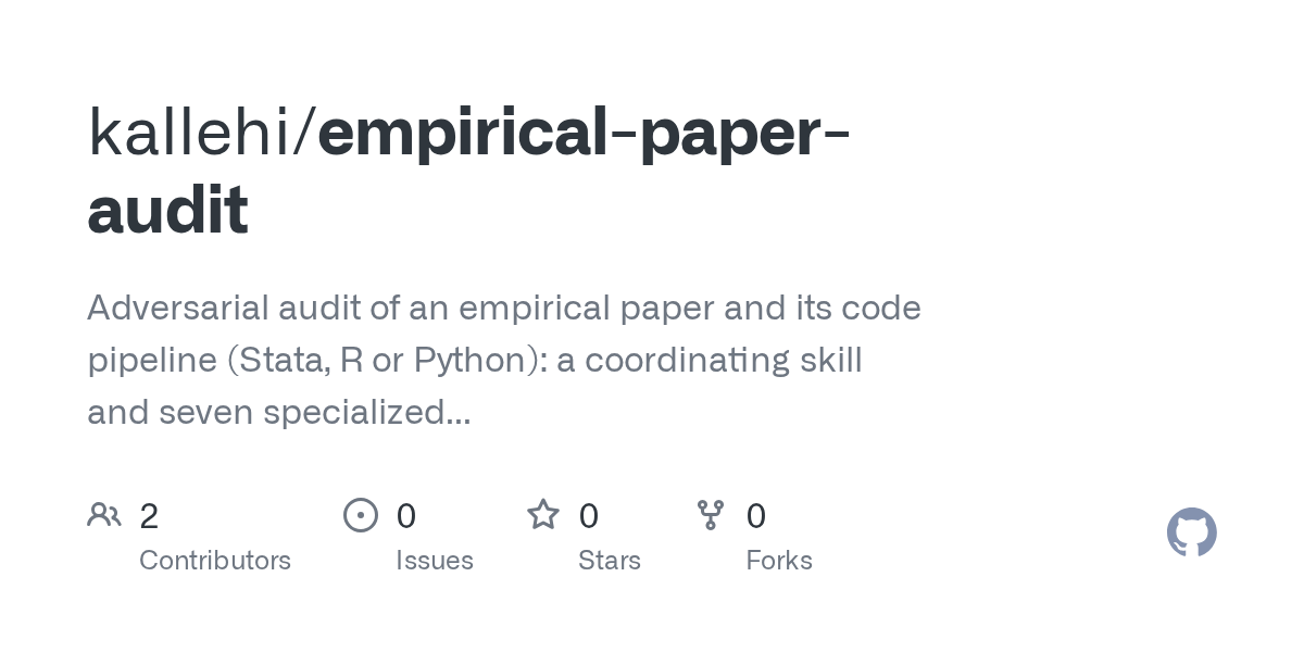 Empirical Paper Audit Econometrics — Security agent for Claude Code