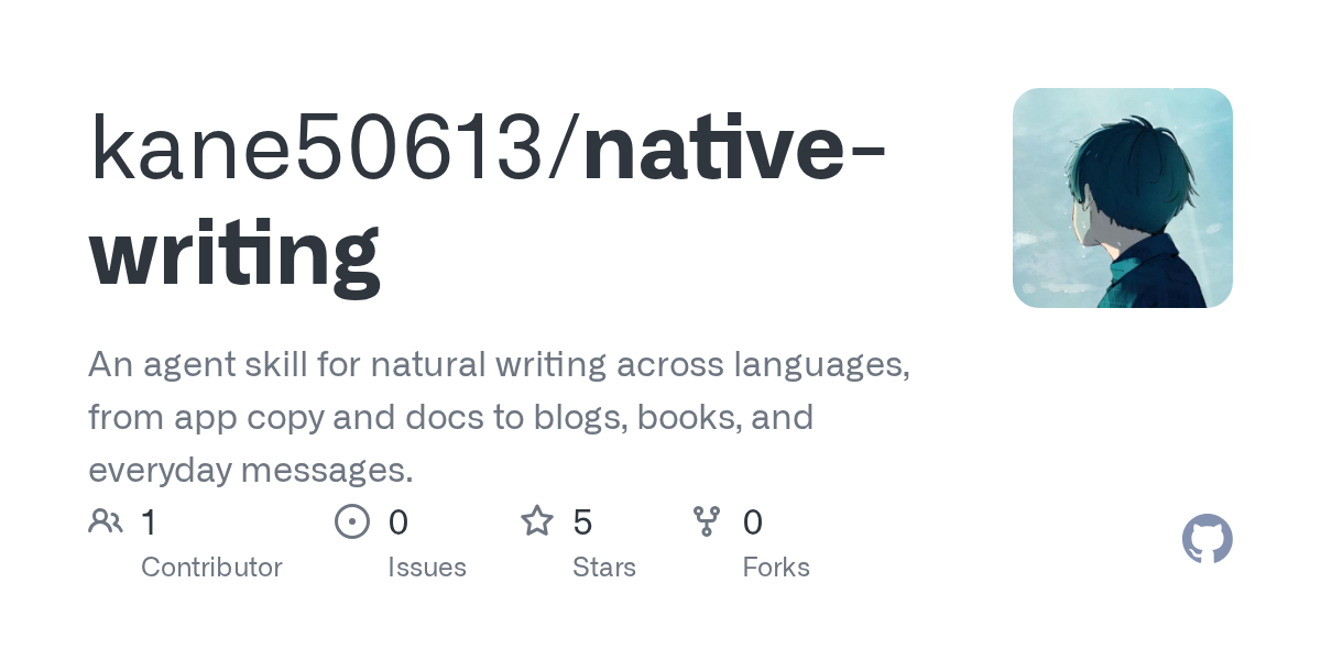 Native Writing — Development skill for Claude Code